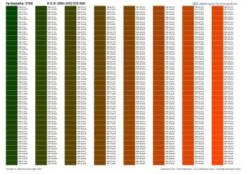 RGB / HEX Farbtafel / Farbtabelle 3760