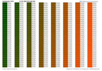 RGB / HEX Farbtafel / Farbtabelle 3770