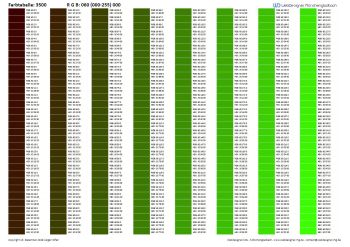 RGB / HEX Farbtafel / Farbtabelle 3500