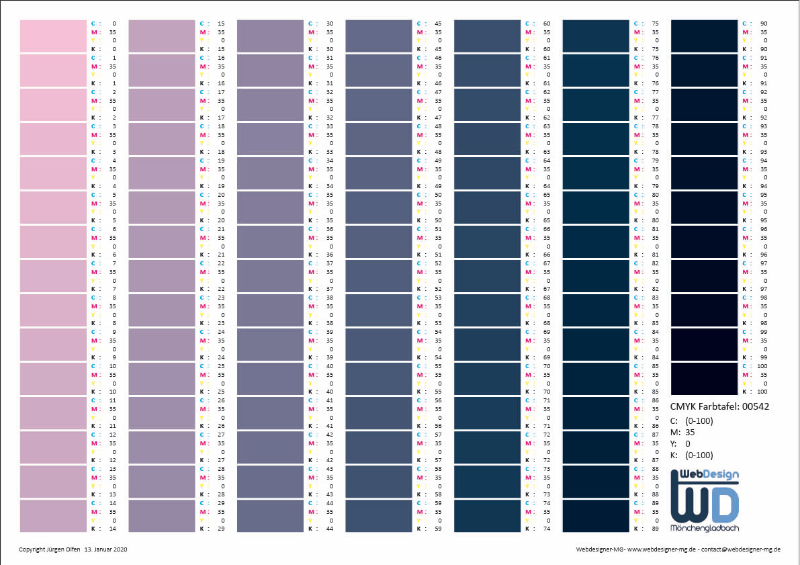 CMYK-Farbtabelle 0542