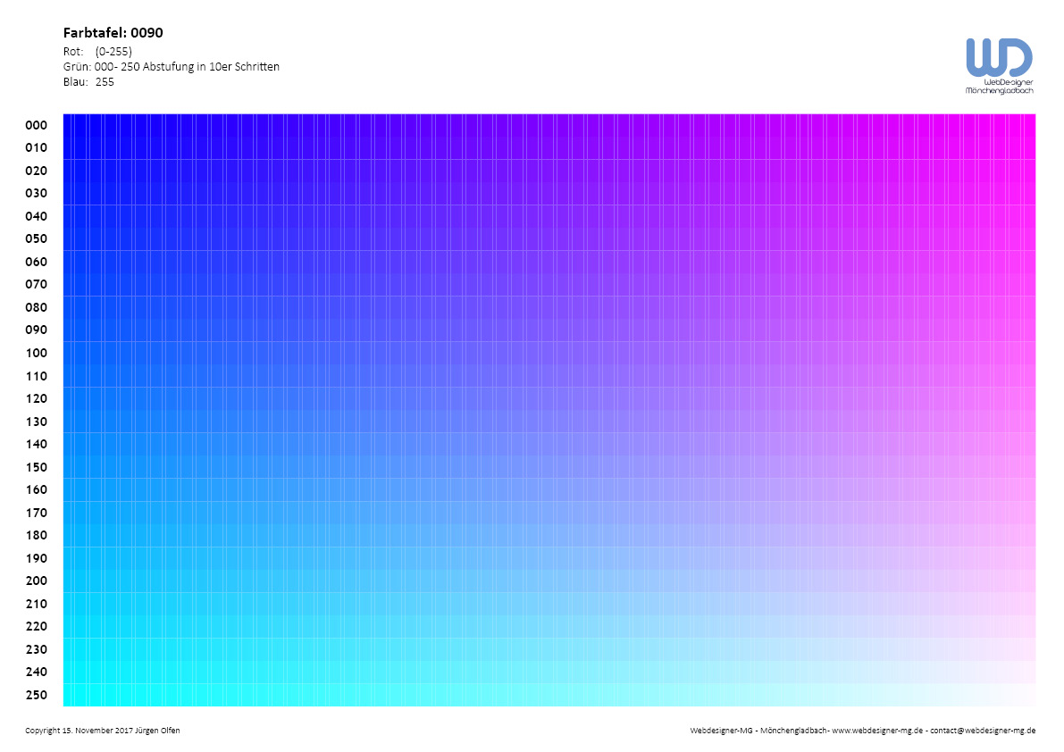 RGB / HEX Farbtabelle Schema 0090